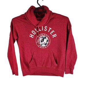 Womens Red Hollister Hoodie Sweatshirt Long Sleeve Turtle Neck Sunset Coast S